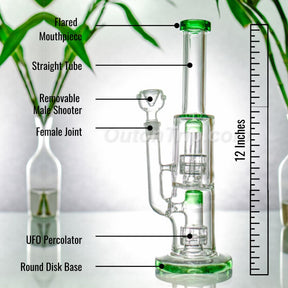 12 Inch CAN Bong with Assorted Colors Double UFO Percolator (Discontinued)