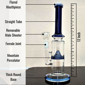 12 Inch Can Assorted Colors Bong with Mountain Percolator (Discontinued)