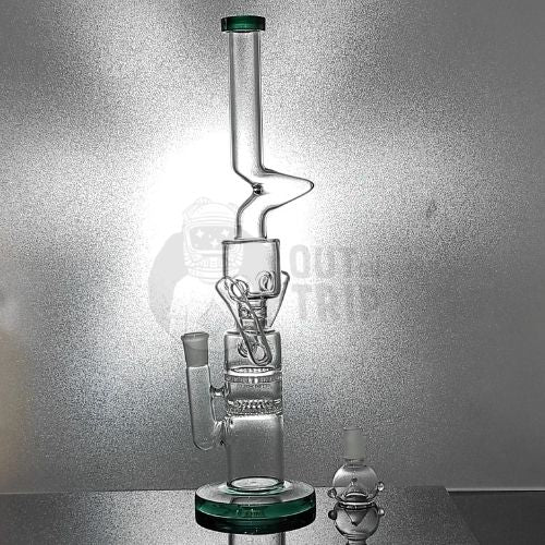 16 INCH GLASS Assorted Colors BONG WITH DOUBLE HONEYCOM PERCOLATORS RECYCLE