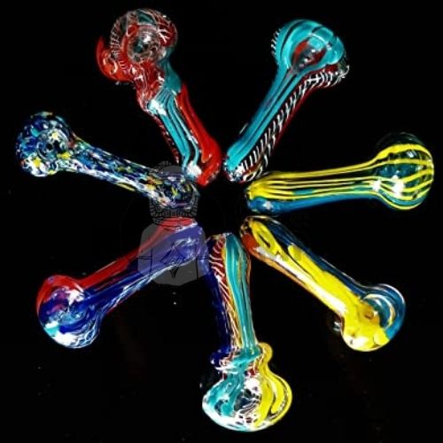 Assorted Colors & Design Peanut Glass Smoking Pipe - 8cm