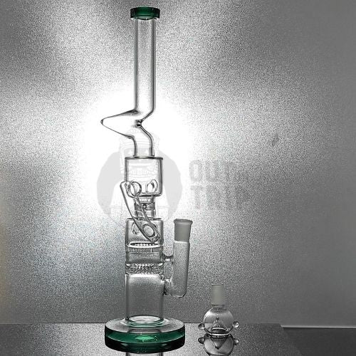 16 INCH GLASS Assorted Colors BONG WITH DOUBLE HONEYCOM PERCOLATORS RECYCLE