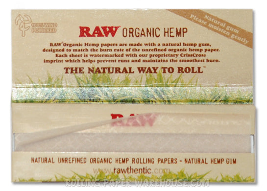 RAW Organic Rolling Paper 1 1/4 Size - 50 Leaves
