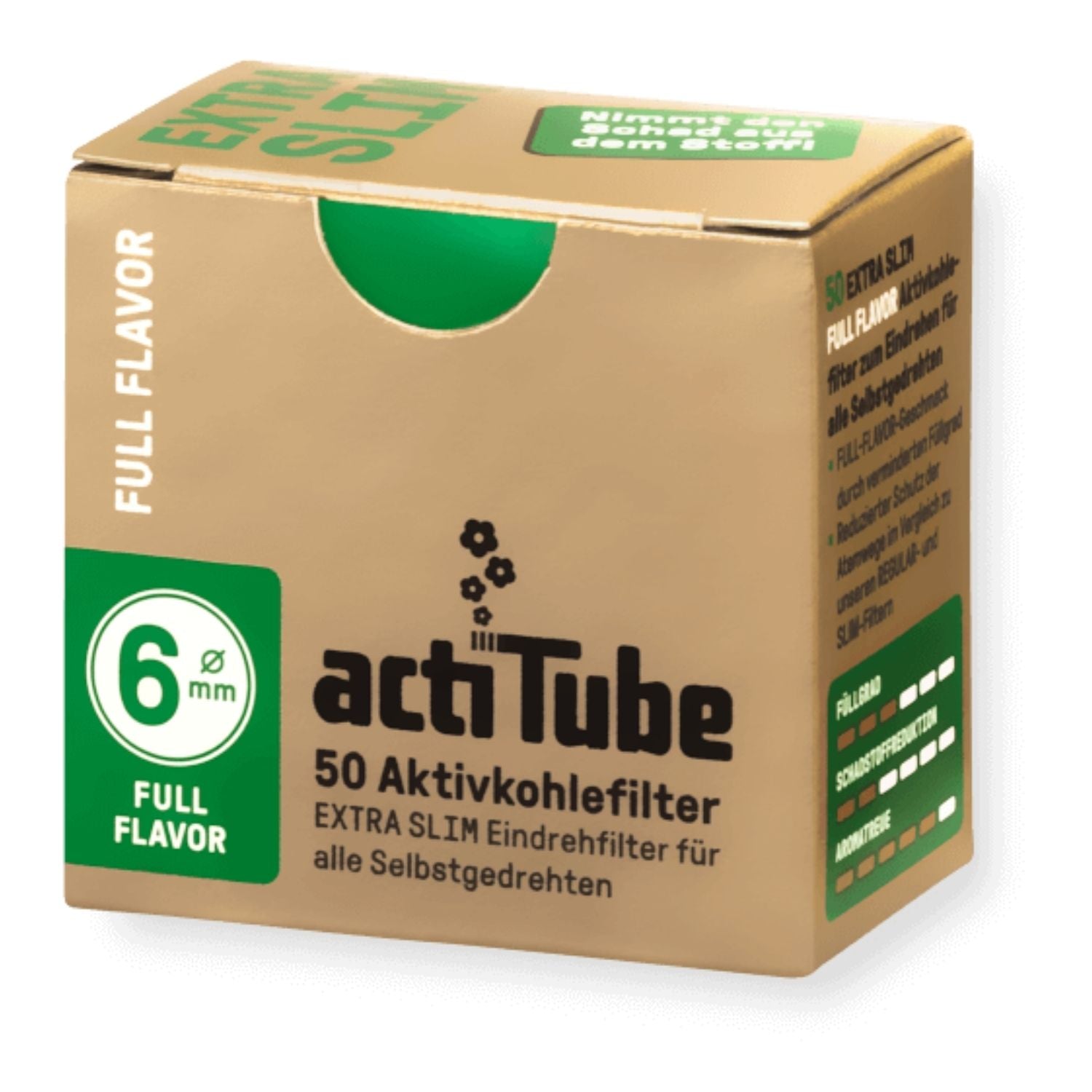 ActiTube EXTRA SLIM Carbon filters 6mm 10pcs - Flowrolls