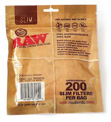 RAW Slim Cotton Filter Tips Pack - 200 Filter Tips
