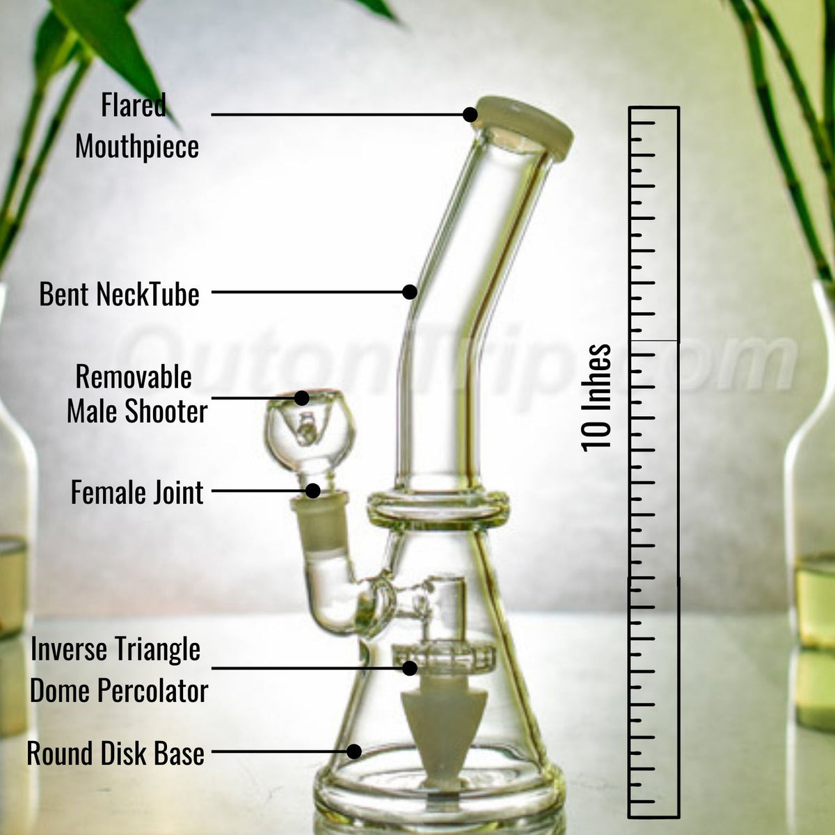 Triangle Assorted Colors Dome Showehead Percolator Bong. (Discontinued)