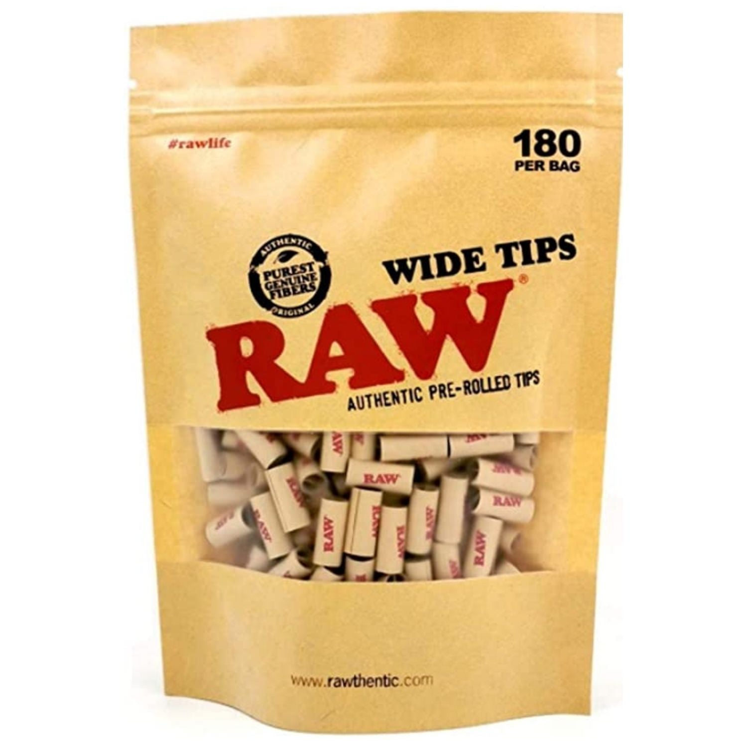 RAW Prerolled Wide Filter Tips - 180 Tips