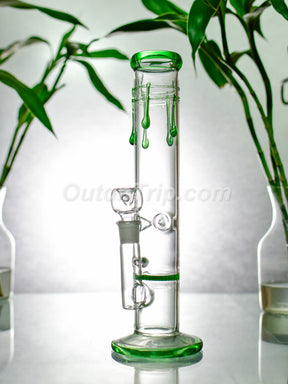 14 Inch Straight Tube Assorted Colors Bong with Ice Catcher and Honeycomb Percolator (Discontinued)