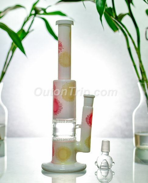 12 Inch Straight Tube Designer Assorted Colors Bong with Double Honeycomb Percolator (Discontinued)