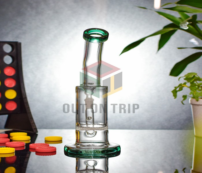 8 Inch Bent Neck Assorted Colors Bong with Honeycomb Percolator