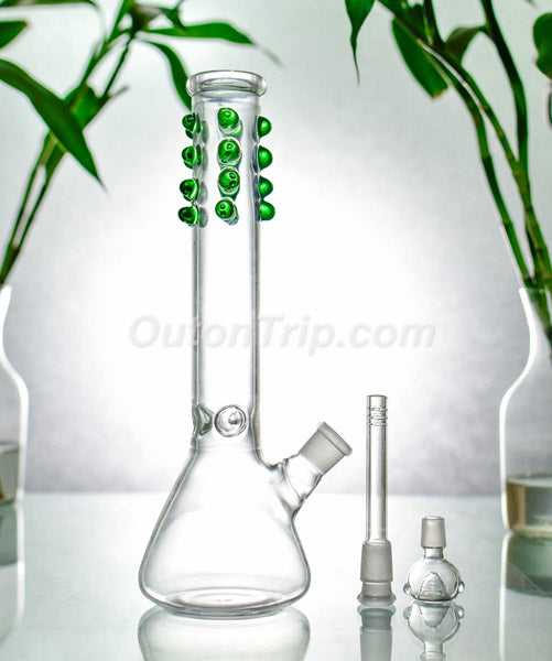 12 Inch Assorted Colors Spherical Dot Glass Bong with Ice Catcher