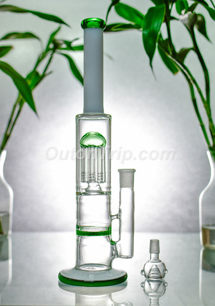 14 Inch Assorted Colors Bong with Honeycomb and Tree Percolator (Discontinued)