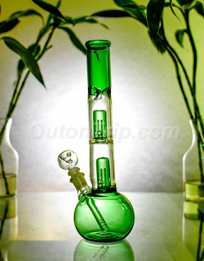 12 Inch Straight Tube Bulb Assorted Colors Bong with Double UFO Percolator (Discontinued)