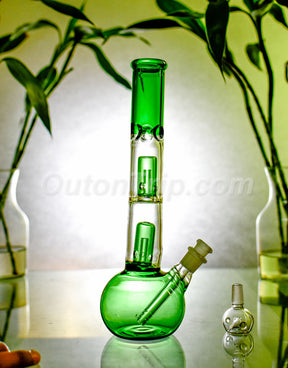 12 Inch Straight Tube Bulb Assorted Colors Bong with Double UFO Percolator (Discontinued)