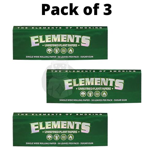 ELEMENTS GREEN ROLLING PAPER SINGLE WIDE - 50 LEAVES