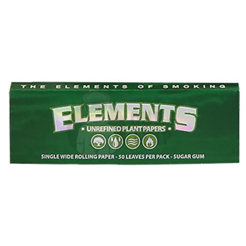 ELEMENTS GREEN ROLLING PAPER SINGLE WIDE - 50 LEAVES