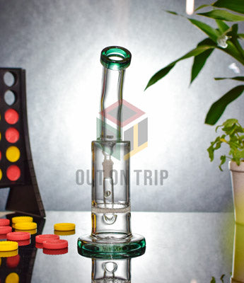 10 Inch Bent Neck Glass  Assorted Colors Bong with Honeycomb Percolator