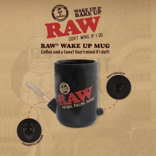 RAW WAKE UP COFFEE AND A CONE MUG