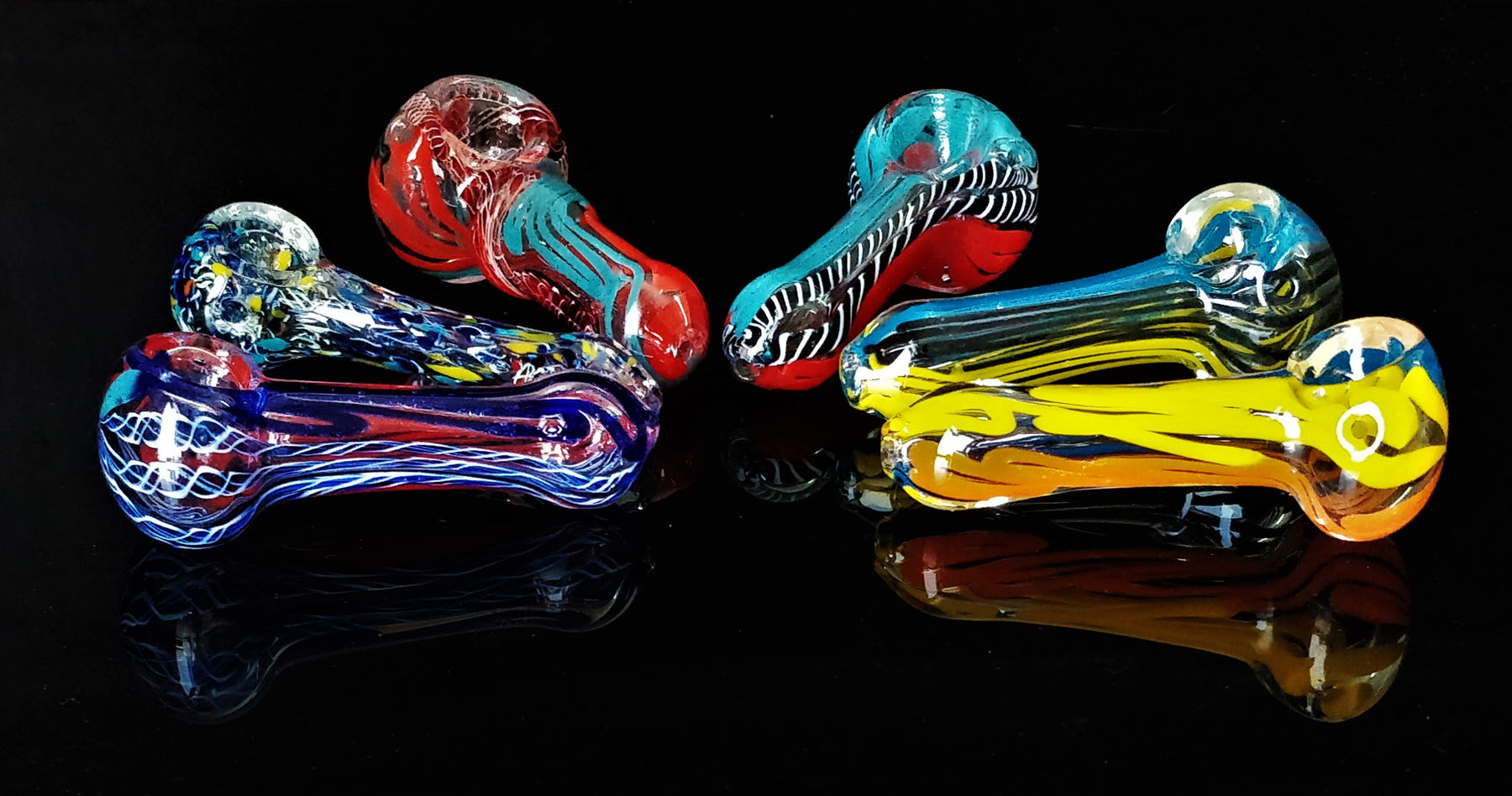 Assorted Multicolored Designer Peanut Glass Smoking Pipe- 8cm Length - Outontrip