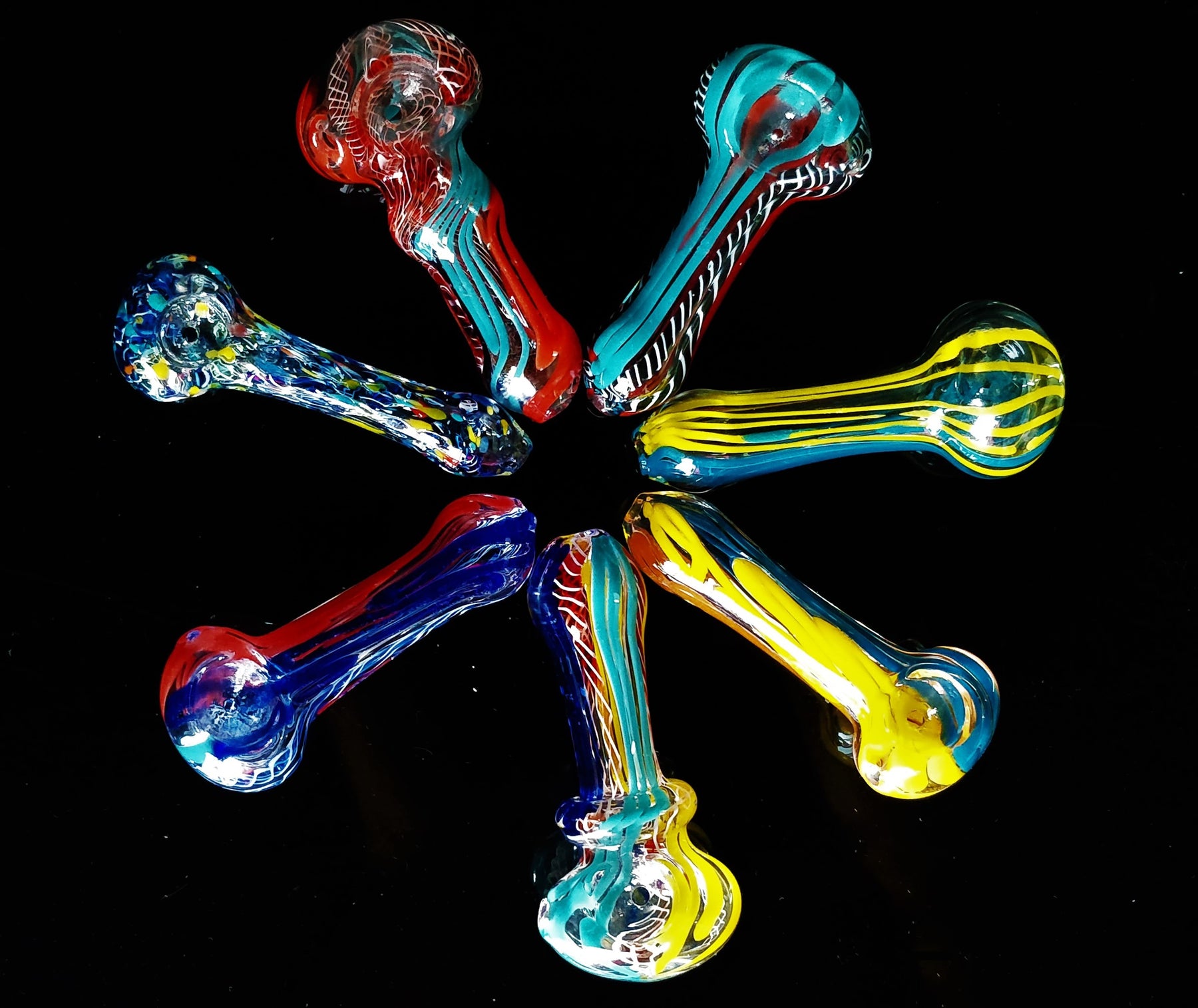 Assorted Multicolored Designer Peanut Glass Smoking Pipe- 8cm Length - Outontrip