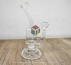 8 Inch Assorted Colors Bong with Bent Neck and Honeycomb Percolator (Discountinued)