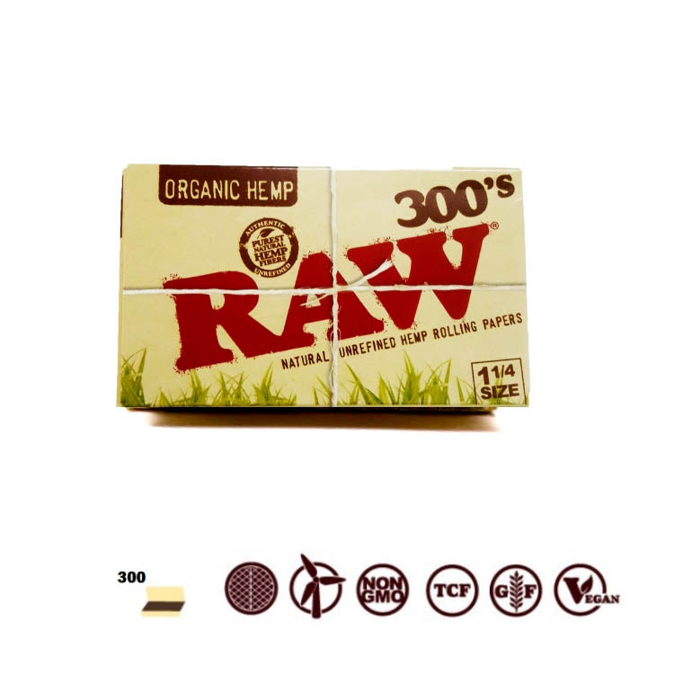 Raw organic 1 1/4 size 300 leaves rolling paper