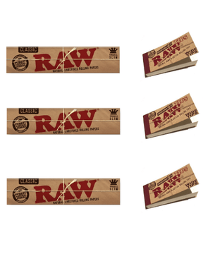 RAW Classic Rolling paper + Raw Wide & Perforated Filter Tips - Set of 6