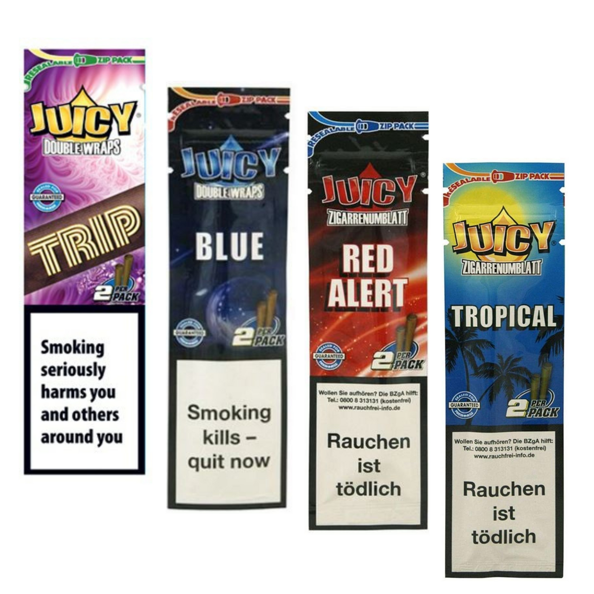 Juicy Double Wraps Assorted Blunts - Pack of 4 Blunts