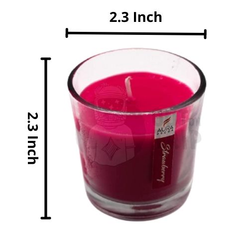Aura Decor Gift Set of 3 Fragrance Votive Glass Candles (Burning Time 12 Hours Each) (Strawberry)