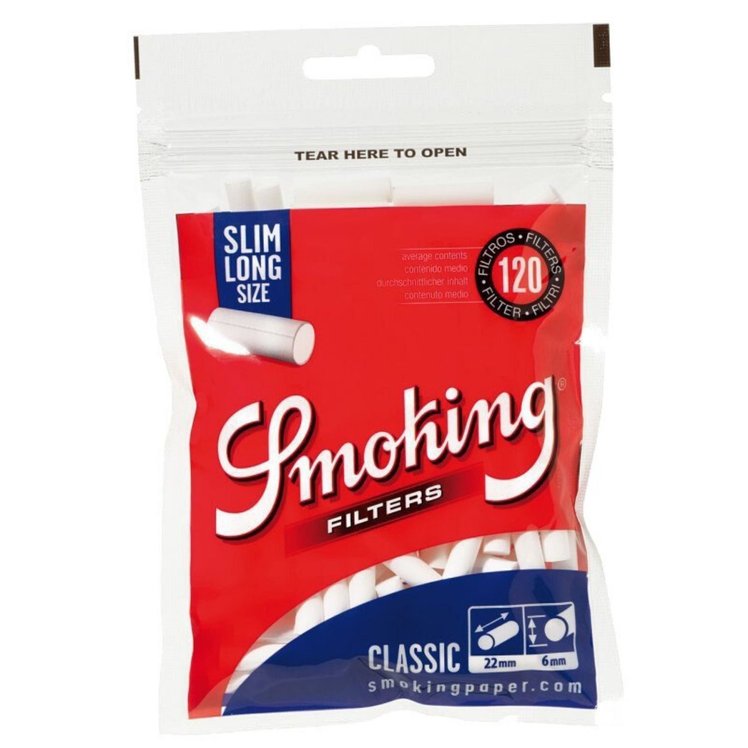 SMOKING Slim Long Cotton Filter - 120 Tips