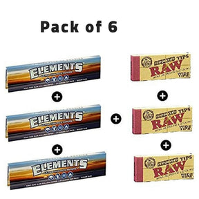 Elements Rolling Paper with RAW Wide Perforated Tips - Set of 6