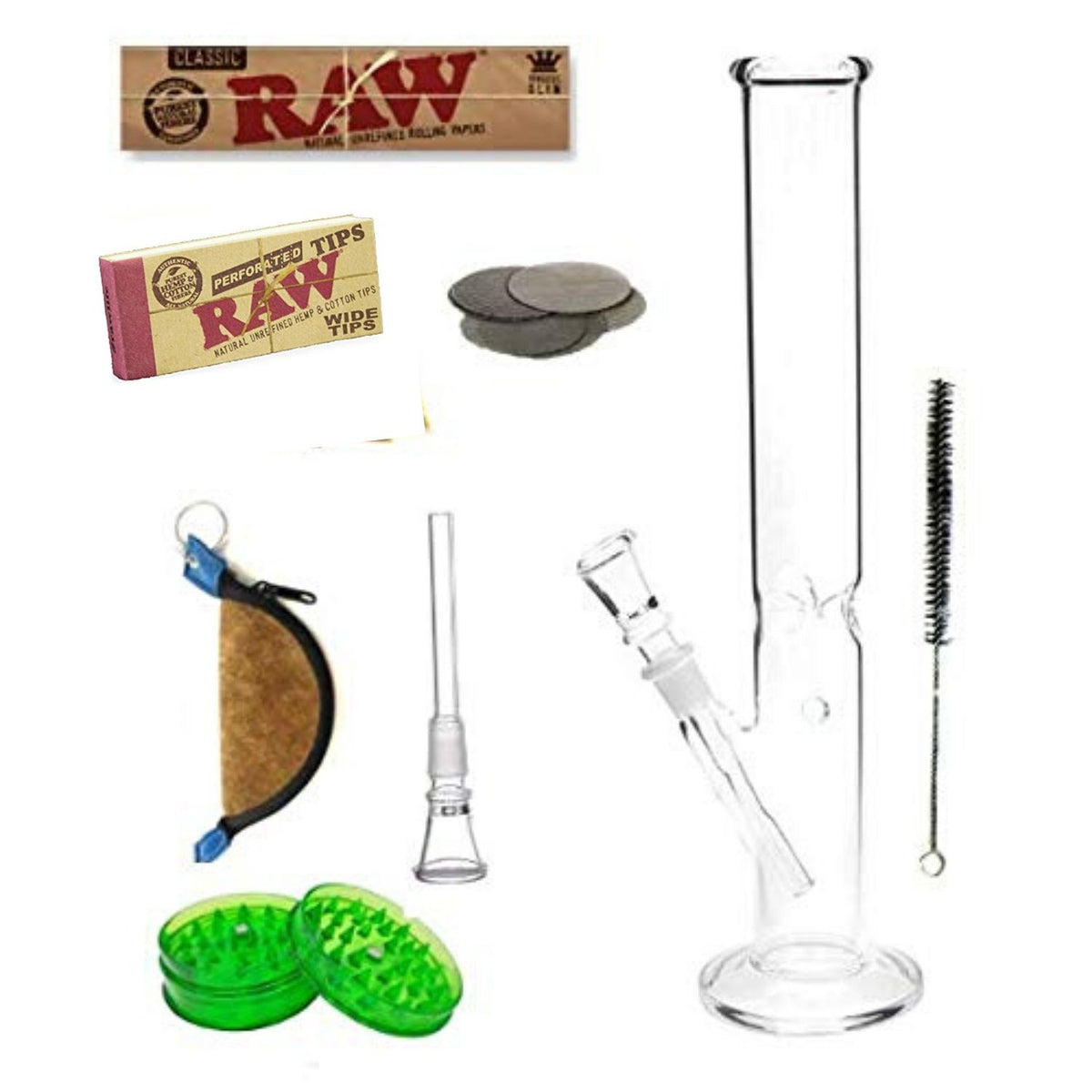 OutonTrip 12 Inch Straight Tube Bong Combo (Includes 6 Premium smoking Accessories)