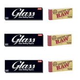 3 Luxe Glass Clear Rolling Papers + 3 RAW Wide Perforated Tips/Roach - Set Of 6
