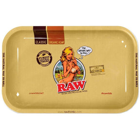RAW Girl Metal Rolling Tray with Magnetic Tray Cover - Small