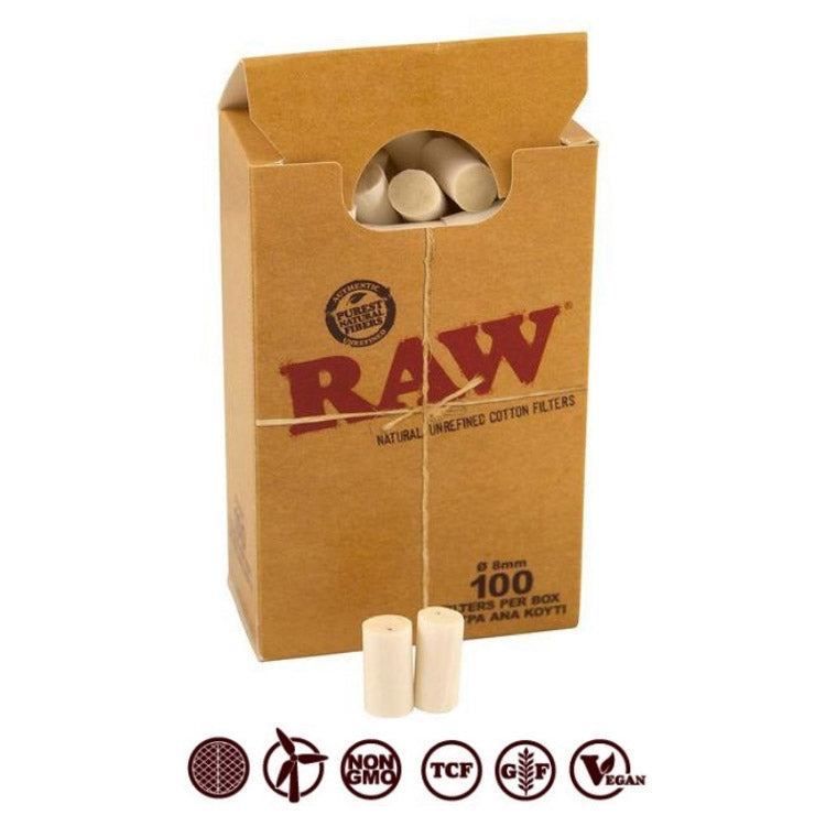 RAW Cotton Filter Tips Box - 100 Filter Tips