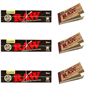 RAW Black Rolling Paper with RAW Wide Perforated Tips - Set of 6