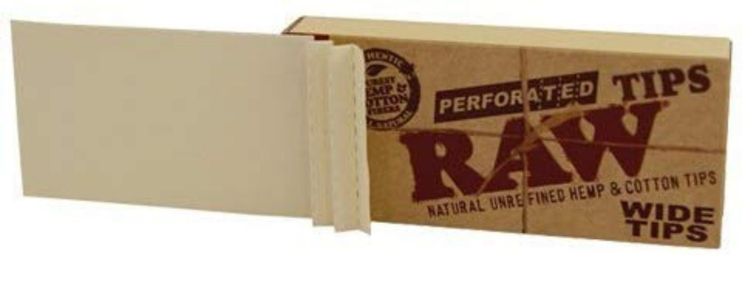 RAW Black Rolling Paper with RAW Wide Perforated Tips - Set of 4